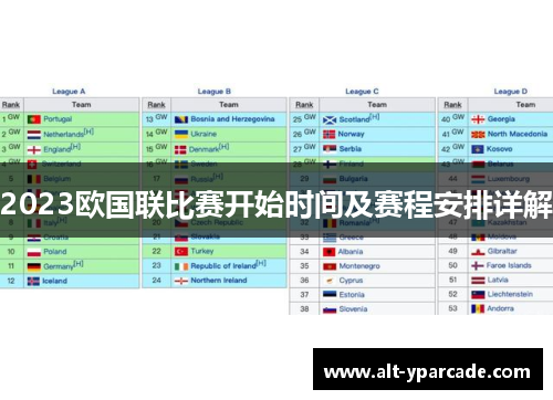 2023欧国联比赛开始时间及赛程安排详解